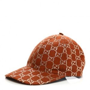 New Gucci hat Gg supreme monogram Lame Orange Monogram Baseball Hat